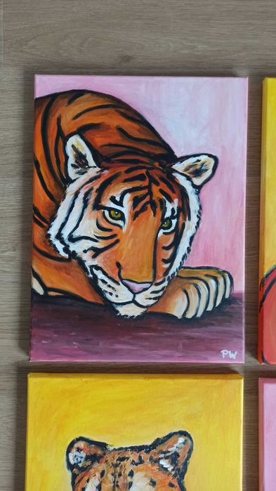 Ręcznie malowany obraz "Tygrys" – Akryl na płótnie 30x40 cm