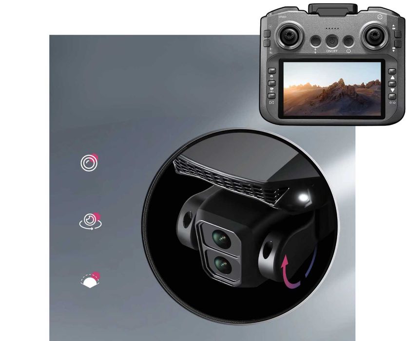 Dron E88 GT Wyświetlacz LCD 5' SILNIKI BEZSZCZOTKOWE + Karta 8GB