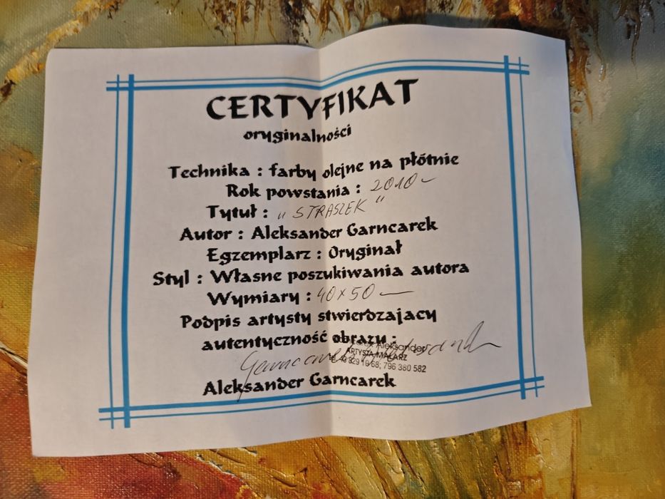 Obraz olejny na płótnie "Straszek" Aleksander Garncarek