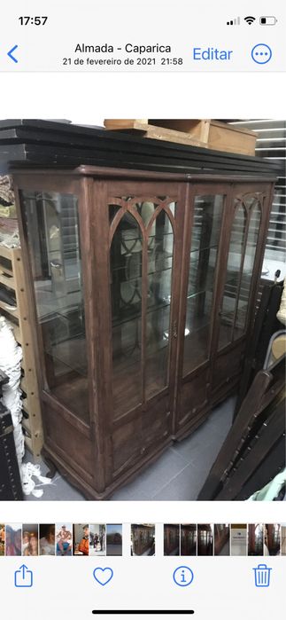 Vitrine recuperada e espelhos originais