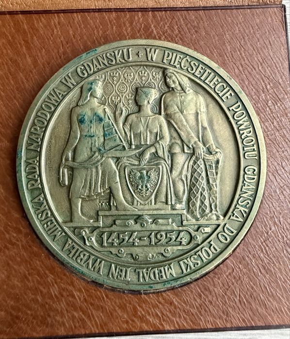 Medal 500 lecie powrotu Gdańska do Polski 1954 rok w etui