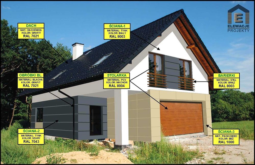 Projekt elewacji domu.