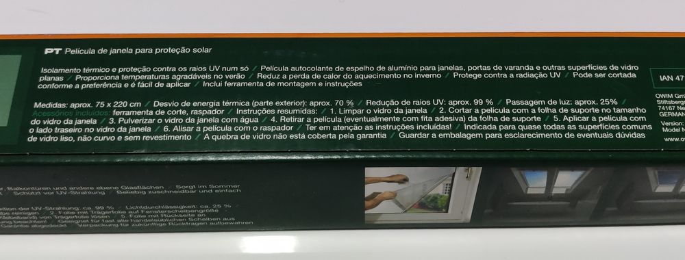 Rolo de película de proteção UV