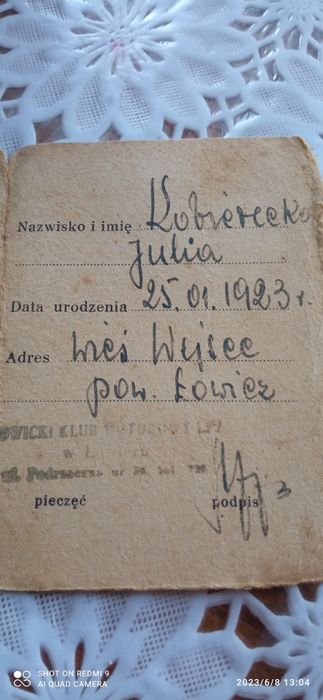 Przedwojenne ligitmacje zdjęcie