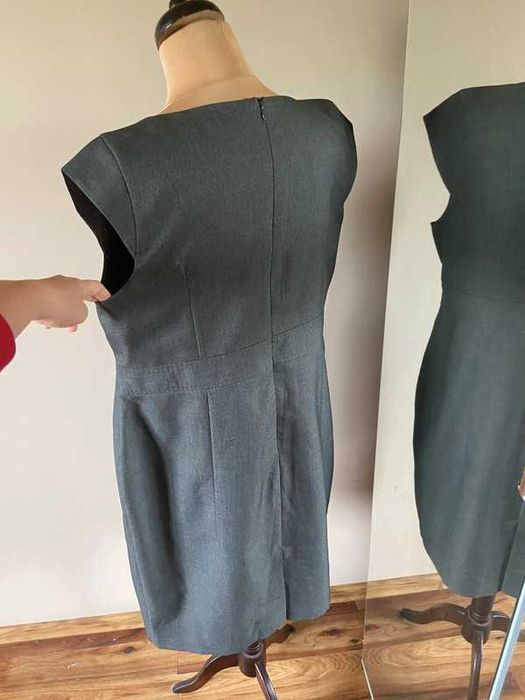 xxl szara sukienka basic midi do wszystkiego 46 48 +size biuro prosta