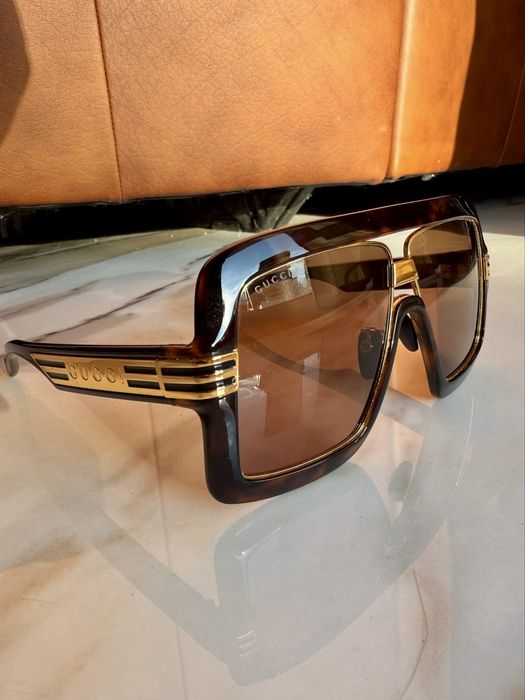 GUCCI okulary przeciwsłoneczne unisex brązowo złote