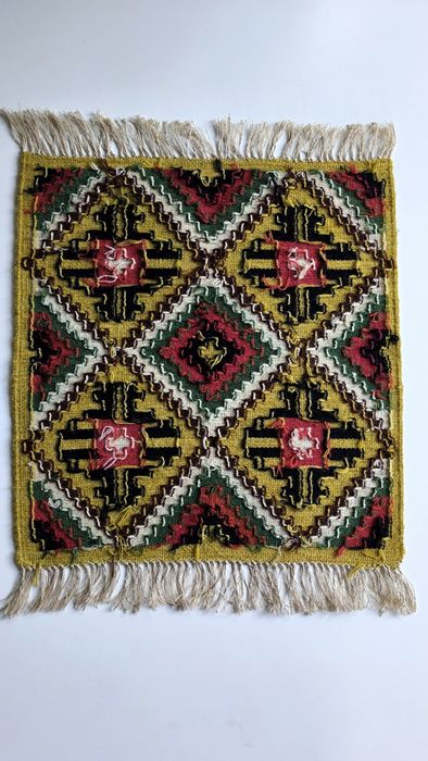Gobelin kilim makatka z frędzelkami wełniany hand made, vintage