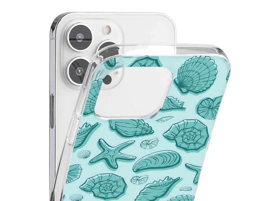 Capas silicone para telemóveis Samsung azul conchas e estrelas do mar