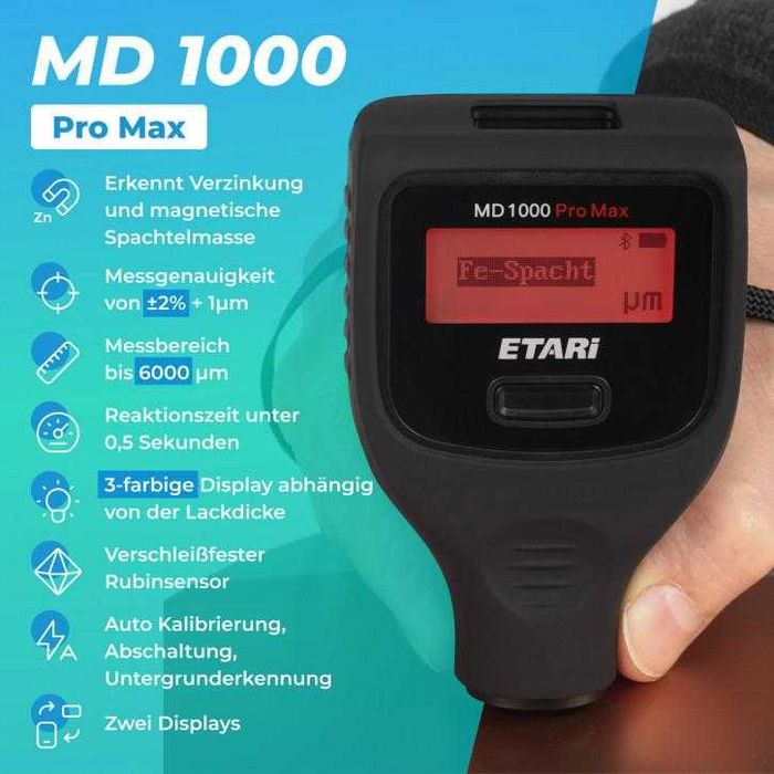 Товщиномір Etari MD 1000 ProMax до 6000 мікрон Вінниця толщиномер сто