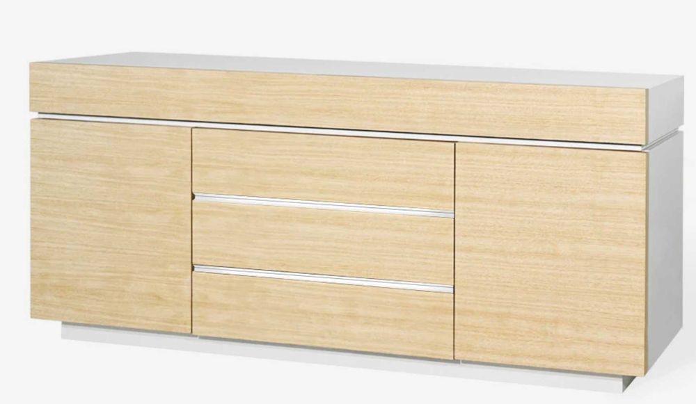 Aparador em Carvalho Natual e Branco Matte