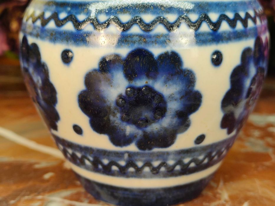 Piękny ręcznie malowany wazonik - 12 cm - Typ ceramika łużycka #1