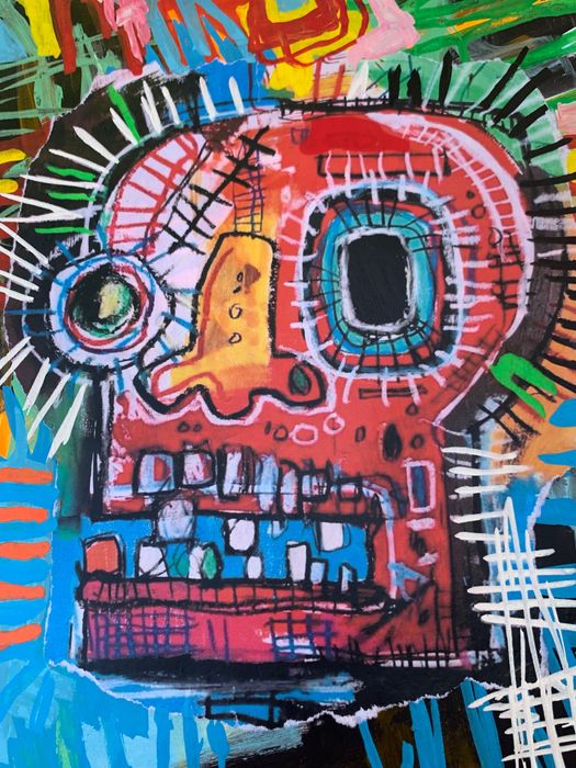Basquiat Self portrait Skull STREET ART