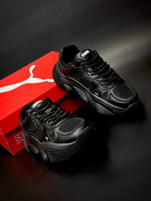 Весна 2026 / кожаные Puma / женские черные деми кроссовки/пума женские