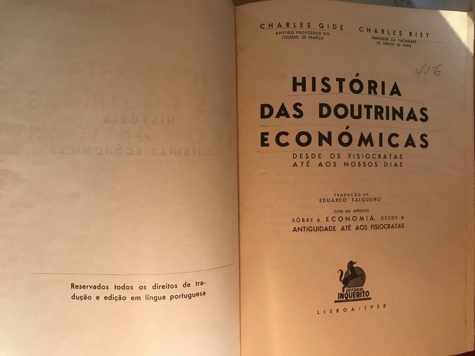 Livro antigo encadernado - História das Economias de Charles Gide
