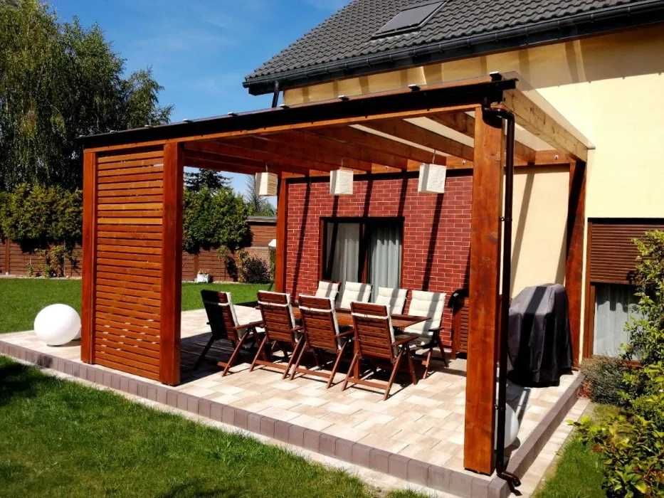Zadaszenie Tarasu Pergola Szkło Poliwęglan Taras Stolarstwo Ogrodowe