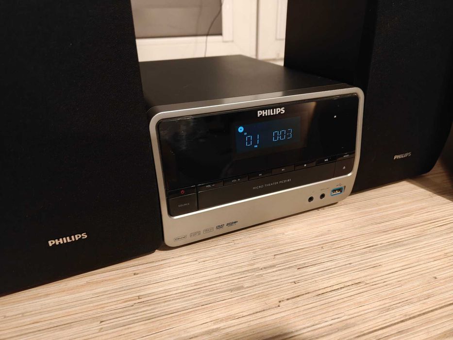 Mikrowieża DVD 2.1 Philips MCD183 | Subwoofer 100W | USB AUX | Pilot | BDB