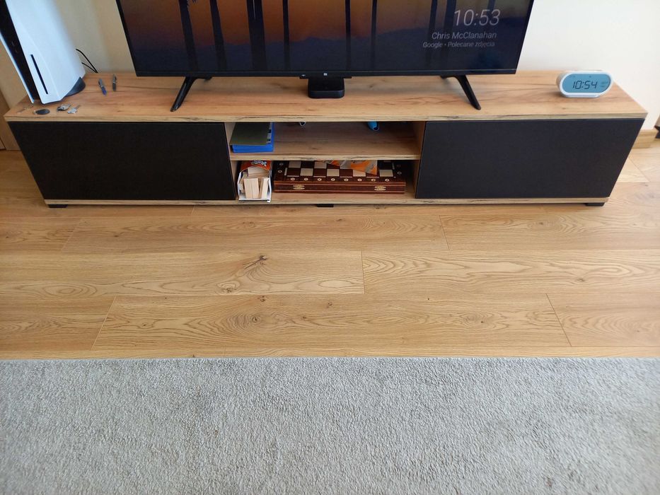Stojąca Szafka RTV pod TV  Komoda Czarna Dąb Craft 200 cm szerokość - stan BDB