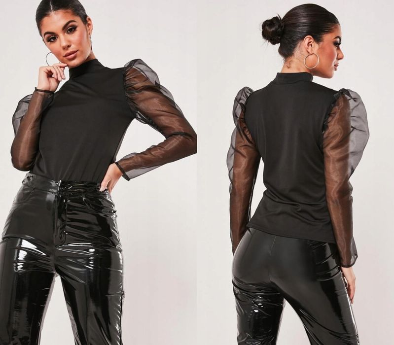 Missguided bluzka bufki tiul organza 38 M Zara elegancka ozdobna nowa