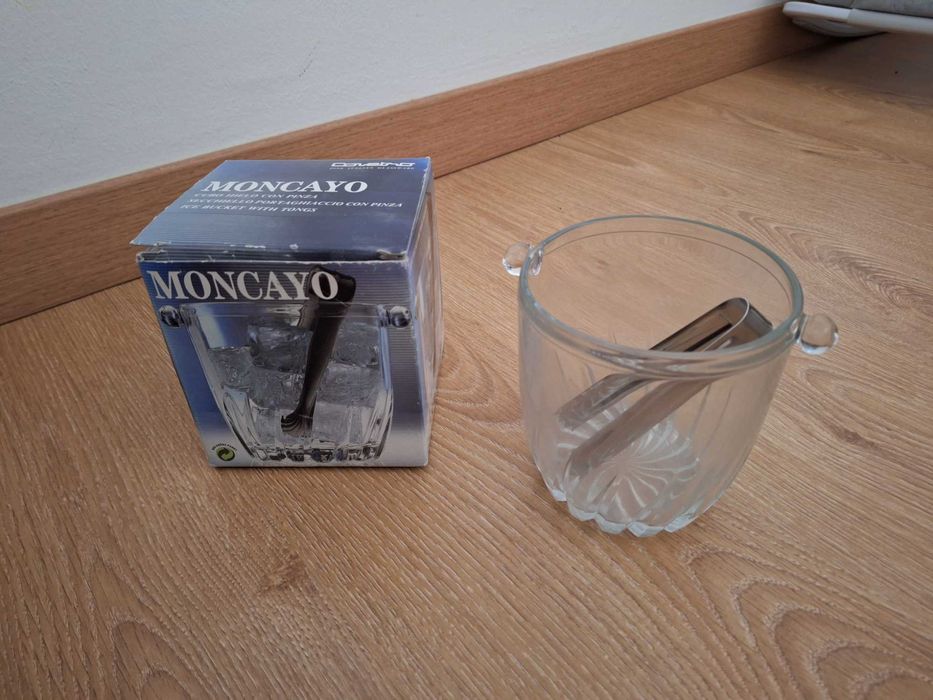 Pequeno balde de gelo com pinça vidro -italiano fino Moncayo