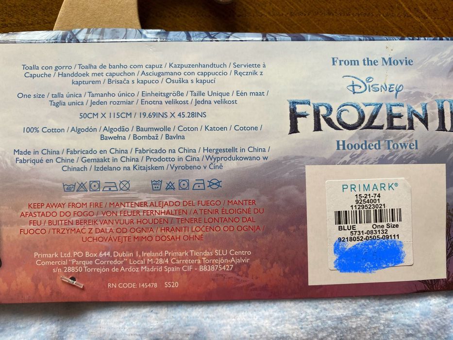 Ręcznik z kapturem Frozen Disney 100% bawełna Kraina Lodu Elsa Towel