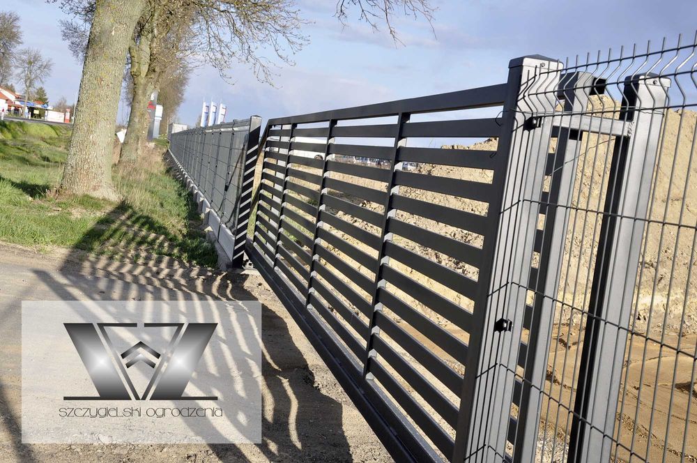 Brama palisadowa PRZESUWNA 400x140 | siatka | OGRODZENIA PANELOWE 1m2