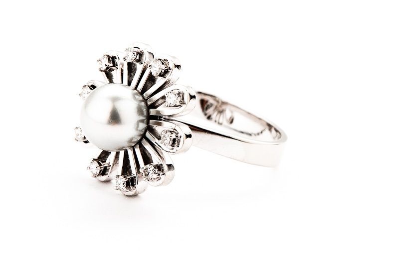 Perlisty Złoty Pierścionek - 14K - 8,20g - DIAMENTY - KRAKÓW