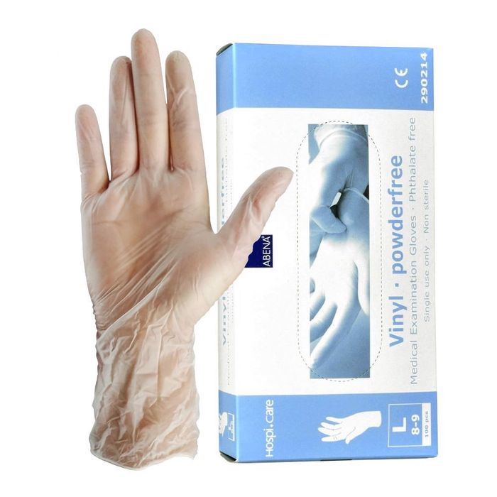 Rękawice winylowe bezpudrowe l 100szt abena
