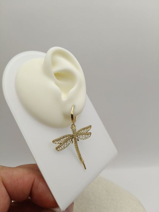 Złote Kolczyki Piękne Ważki Pr.585 Nowe Zapraszamy