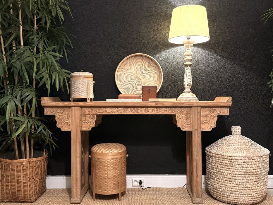 altar, aparador, consola, olmo, talha, antigo, oriental, rústico