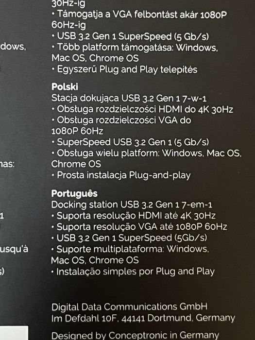 Conceptronic Dock Station 7 in 1 (SELADO)