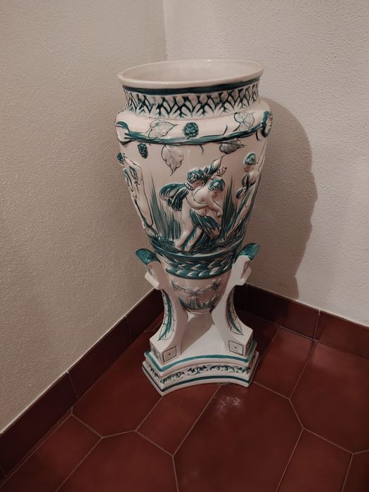 Jarrão em Porcelana Branco e Verde