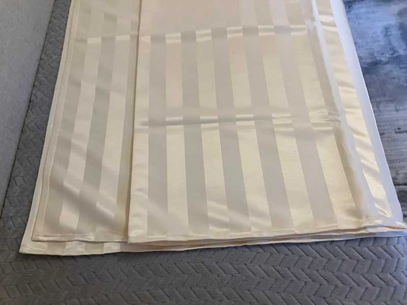 Zasłony, tkanina/materiał, kremowe pasy 160x200 cm – 2 sztuki