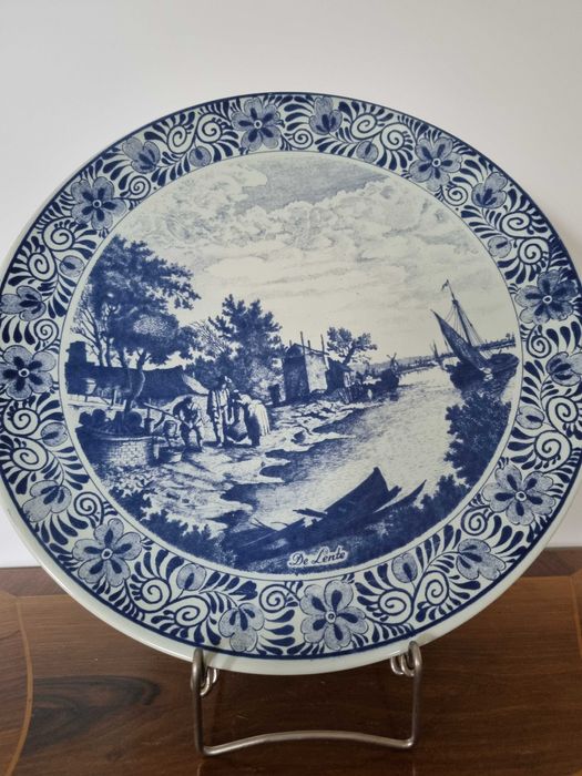 Bardzo Dyży Talerz Delfts  Stara Holandia Kobalt