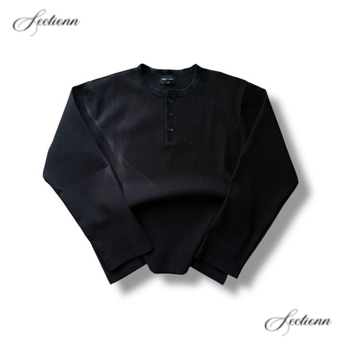 Henley longsleeve archive no faith studios jaded racer balenci олд мані лонгслів на гудзиках хенлі вафляний чорний