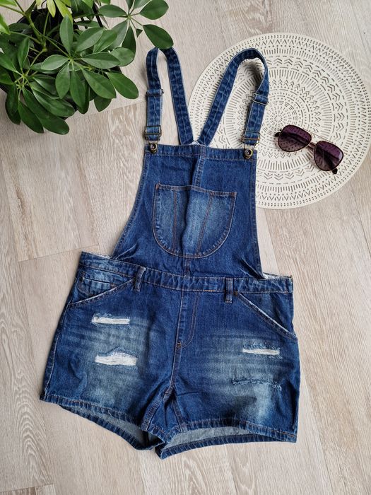 Ogrodniczki krótkie kombinezon letni jeansowy damski House XL 42 granatowy