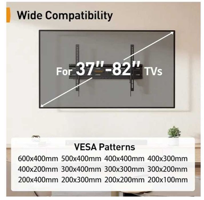 5041 Perlegear Uchwyt ścienny do telewizorów od 37 do 82 cali do 45
