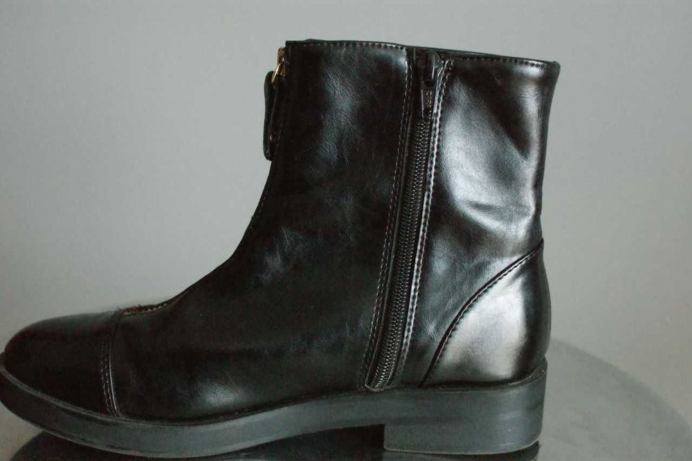 Czarne botki za kostkę buty Zara z suwakiem na suwak 36