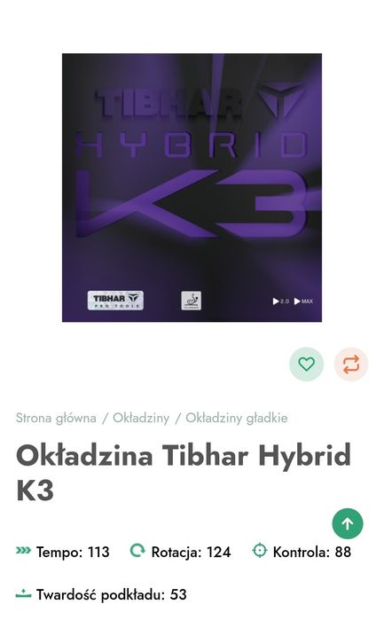Nowe okładziny tibhar hybrit K3