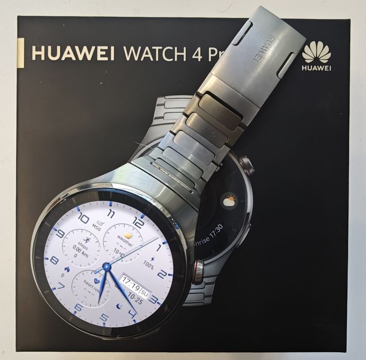 Huawei Watch 4 Pro Elite - tytanowa bransoleta, stan bardzo dobry, komplet z podstawką do ładowania i pudełkiem