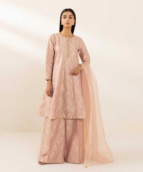 Duża ozdobna chusta szal stole róż organza etola orient boho etno