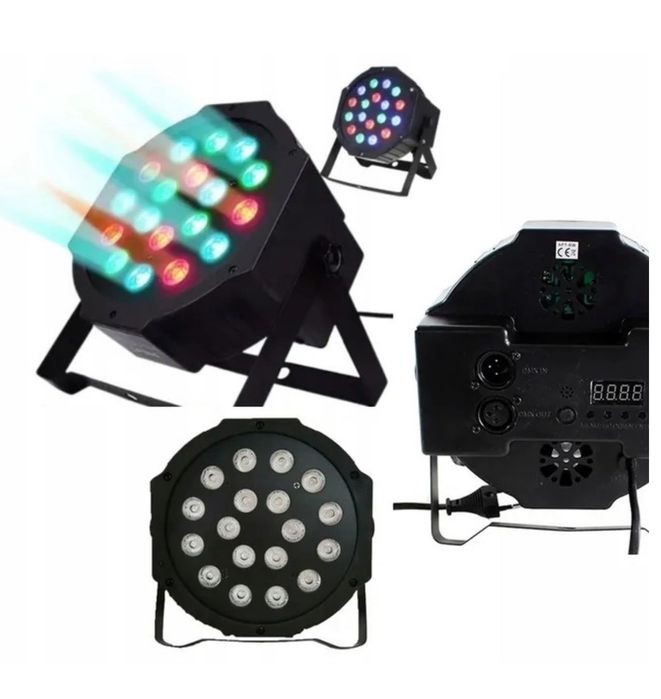 Reflektor Sceniczny Kolorofon Lampa 18Led Stroboskop Na Imprezę Tryby Dmx
