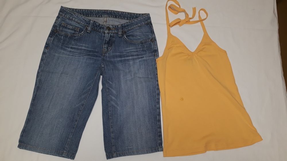 Комплект: Блуза H&M, спідниця з льону, майка трикотажна, шорти джинсов