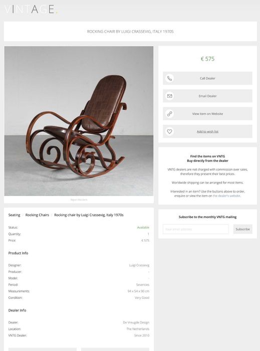 70s design Italian bentwood rocking chair