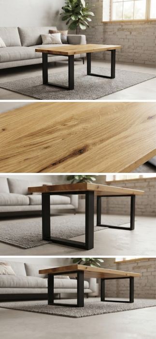 Stolik kawowy dębowy LEO LOFT / Lite drewno / Nowoczesny