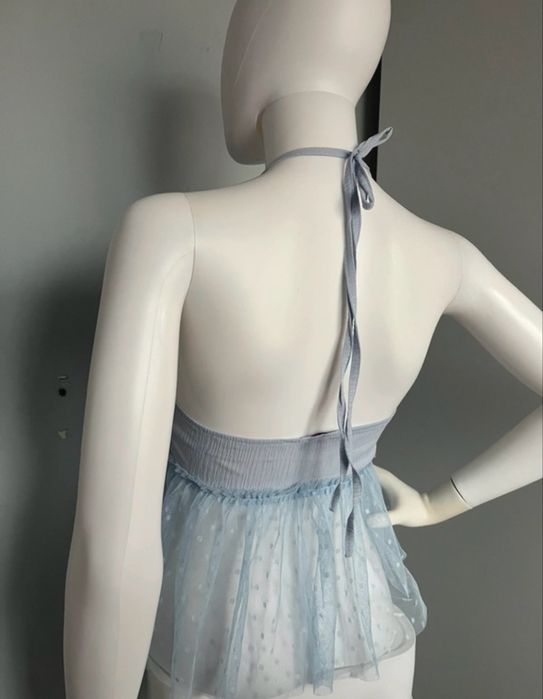 Top tiulowy na ramiaczkach baby blue