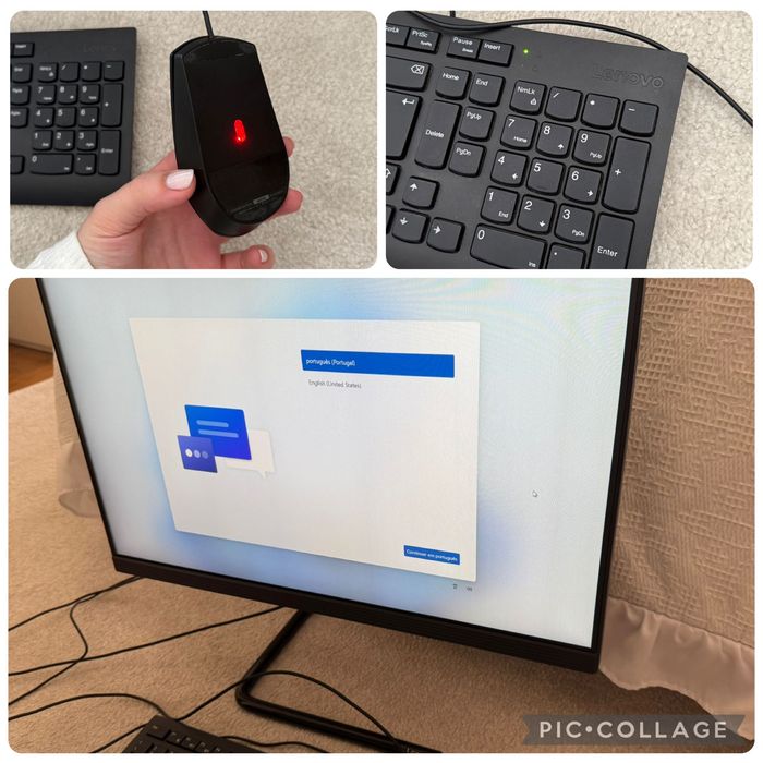 Monitor + teclado + rato Lenovo