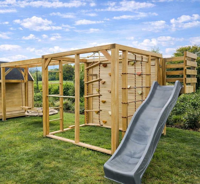 Plac zabaw - małpi gaj 2x2x2 z huśtawkami i ślizgiem