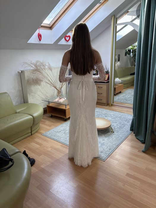 Suknia ślubna 2w1 – syrenka odpinany tren gorset (Ivory, S/M) Allégresse tangerina Anna Sposa