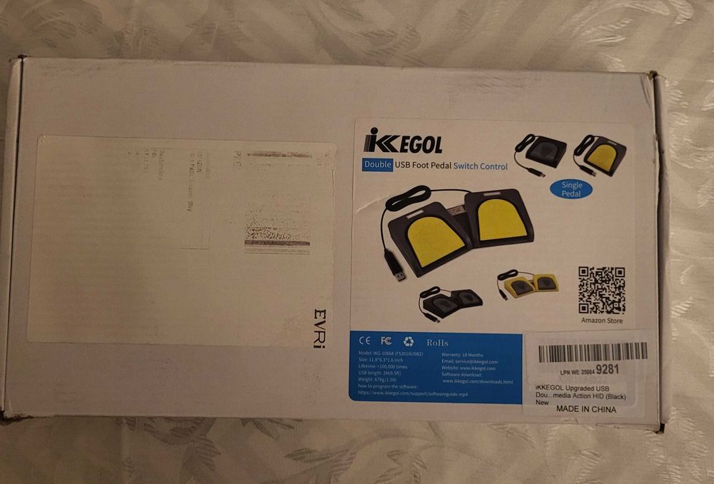 Podwójny przełącznik nożny USB iKKEGOL – programowalny footswitch