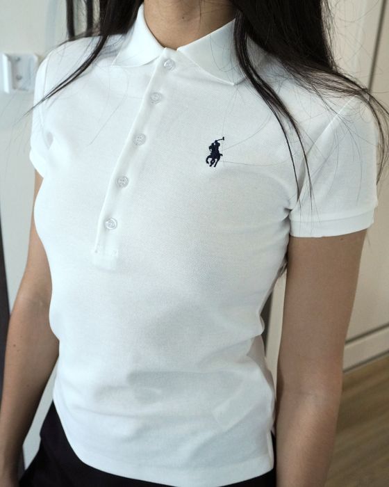 Жіноча Футболка Polo Ralph Lauren біла облягаюча